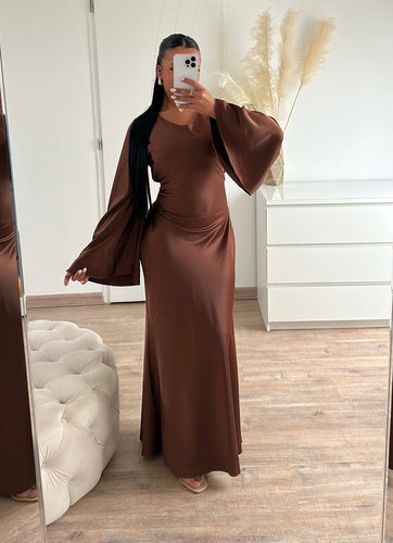 Robe longue ample ajustable au dos [ marron ]