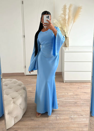 Robe longue ample ajustable au dos [ bleu ]