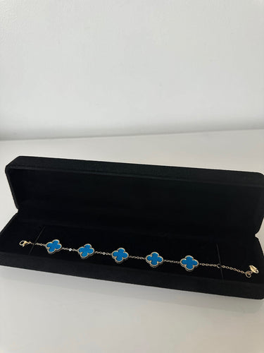 Bracelet trèfle [ bleue turquoise or ]