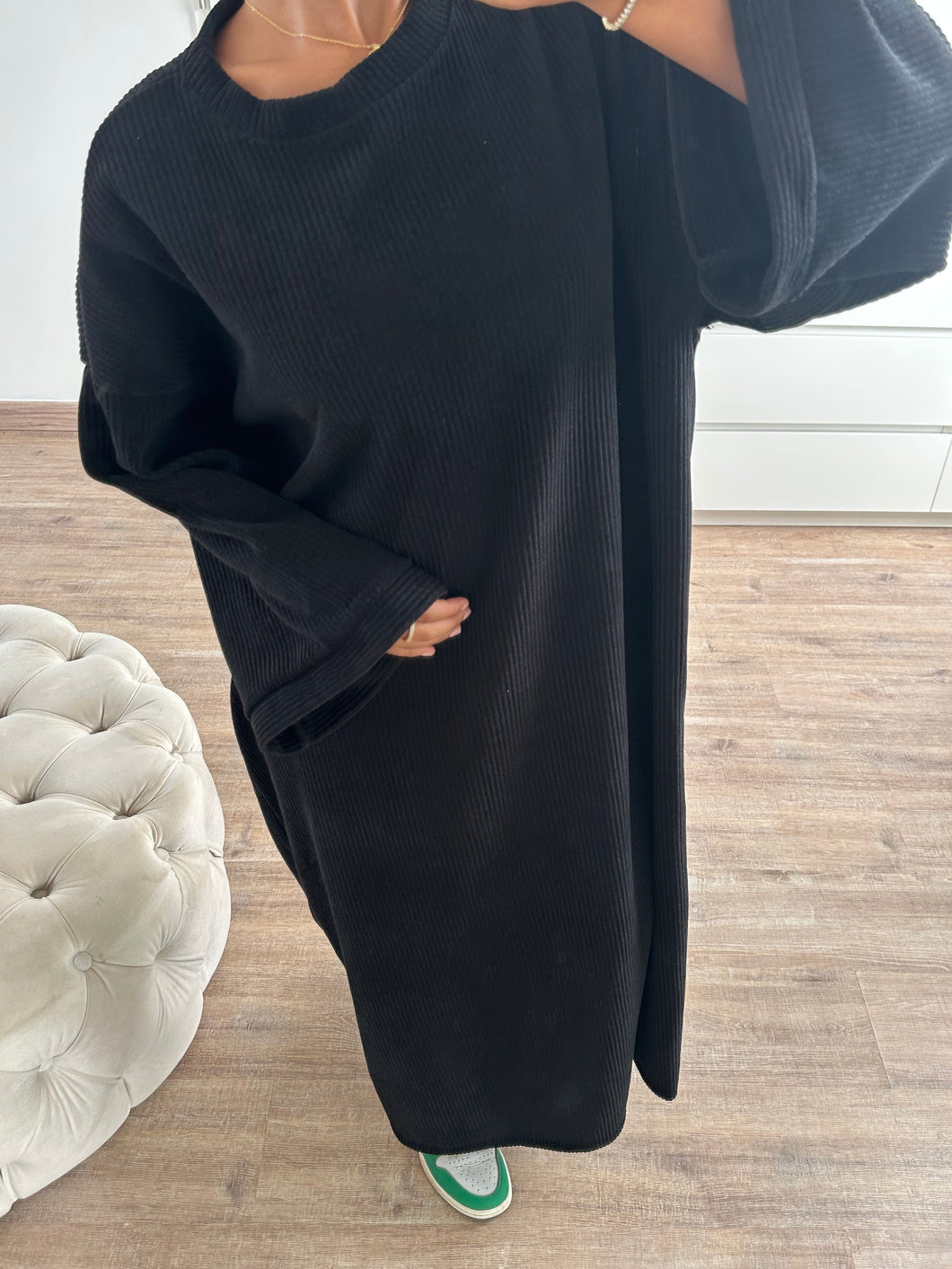 Robe velours longue [ noir ]