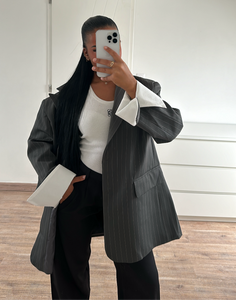 Blazer oversize à rayure [ gris ]