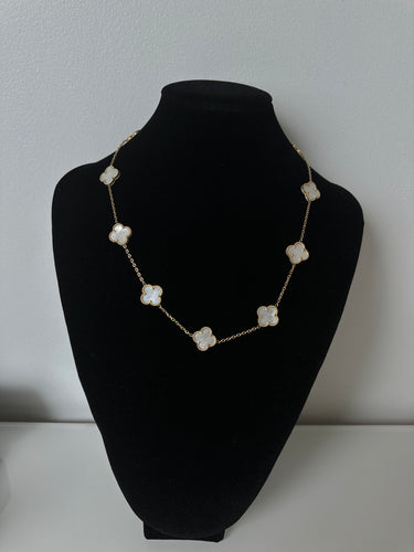 Collier multi trèfle [ blanc ]